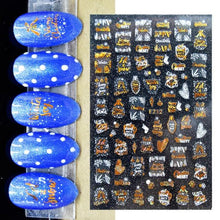 Load image into Gallery viewer, Gold Silver White Snowflakes 3D Nail Stickers Iridescent Self Adhesive Transfer Decals Manicures Art Decoration Slider  Nails Decals Sticker Hot Sexy Girl Tip Back Glue Decal Cool Lollipop Self Adhesive Acrylic Tips Tool Decoration
