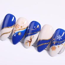Load image into Gallery viewer, Gold Silver White Snowflakes 3D Nail Stickers Iridescent Self Adhesive Transfer Decals Manicures Art Decoration Slider  Nails Decals Sticker Hot Sexy Girl Tip Back Glue Decal Cool Lollipop Self Adhesive Acrylic Tips Tool Decoration
