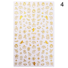 Load image into Gallery viewer, Gold Silver White Snowflakes 3D Nail Stickers Iridescent Self Adhesive Transfer Decals Manicures Art Decoration Slider  Nails Decals Sticker Hot Sexy Girl Tip Back Glue Decal Cool Lollipop Self Adhesive Acrylic Tips Tool Decoration
