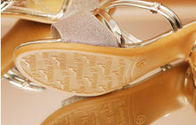 Load image into Gallery viewer, Gold Women Sandals Summer Open Toe High Heels Low Heel Shoes Ankle Strap High Women Sandals Women's Open Toe Fashion Ankle Strap Low Heel Dress Party Luxury Sandals
