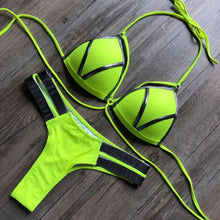 Load image into Gallery viewer, Golden Bikini Set Padded Women Swimsuit Push Up Swimwear Summer Beachwear Bathing Suit Women's Push Up Two Piece Bikini Swimsuits Elegant Lace Up Bathing Suits
