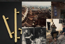 Load image into Gallery viewer, Golden Brass Knurled Textured Simple Kitchen Cabinet handle And Handles Drawer Pulls Bedroom Door Knobs  Cupboard Bathroom Door Handles Brushed Brass Pulls For Cabinets
