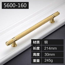 Load image into Gallery viewer, Golden Brass Knurled Textured Simple Kitchen Cabinet handle And Handles Drawer Pulls Bedroom Door Knobs  Cupboard Bathroom Door Handles Brushed Brass Pulls For Cabinets
