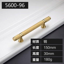 Load image into Gallery viewer, Golden Brass Knurled Textured Simple Kitchen Cabinet handle And Handles Drawer Pulls Bedroom Door Knobs  Cupboard Bathroom Door Handles Brushed Brass Pulls For Cabinets
