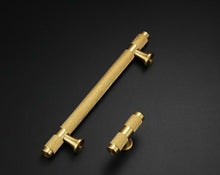 Load image into Gallery viewer, Golden Brass Knurled Textured Simple Kitchen Cabinet handle And Handles Drawer Pulls Bedroom Door Knobs  Cupboard Bathroom Door Handles Brushed Brass Pulls For Cabinets
