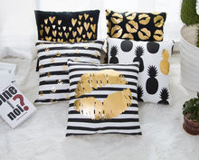 Load image into Gallery viewer, Golden Love Leaves Bronzing Cushion Decorative Pillow Black And Gold Pillow Cover Home Pillowcases Velvet Home Decor Sofa Pillows Cover 45x45CM
