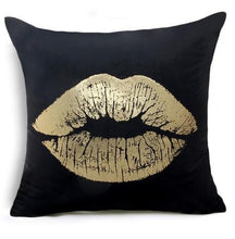 Load image into Gallery viewer, Golden Love Leaves Bronzing Cushion Decorative Pillow Black And Gold Pillow Cover Home Pillowcases Velvet Home Decor Sofa Pillows Cover 45x45CM
