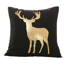 Load image into Gallery viewer, Golden Love Leaves Bronzing Cushion Decorative Pillow Black And Gold Pillow Cover Home Pillowcases Velvet Home Decor Sofa Pillows Cover 45x45CM
