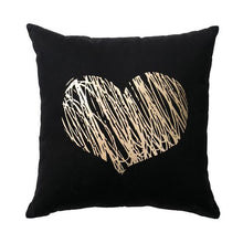 Load image into Gallery viewer, Golden Love Leaves Bronzing Cushion Decorative Pillow Black And Gold Pillow Cover Home Pillowcases Velvet Home Decor Sofa Pillows Cover 45x45CM
