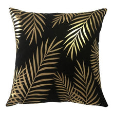 Load image into Gallery viewer, Golden Love Leaves Bronzing Cushion Decorative Pillow Black And Gold Pillow Cover Home Pillowcases Velvet Home Decor Sofa Pillows Cover 45x45CM
