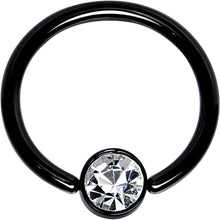 Load image into Gallery viewer, 14G 1/2 Clear Gem 5mm Disc Black IP BCR Captive Ring
