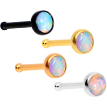 Load image into Gallery viewer, White 3mm Synthetic Opal Anodized Press Fit Nose Bone 4 Pack Set
