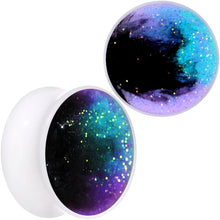 Load image into Gallery viewer, Deep Space Galaxy White Acrylic Saddle Plug Set Available Sizes 0G to 20mm
