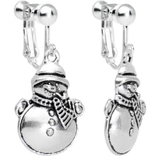 Load image into Gallery viewer, Silver Plated Chubby Christmas Snowmen Clip On Earrings
