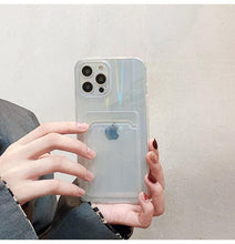 Load image into Gallery viewer, Gradient Rainbow Charming Case For iPhone 13 11 12 Pro Max XS XR 7 8 Plus Transparent Cover with Wallet Card Holder Case  Soft Cover for iPhone
