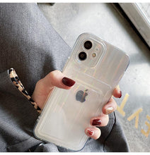 Load image into Gallery viewer, Gradient Rainbow Charming Case For iPhone 13 11 12 Pro Max XS XR 7 8 Plus Transparent Cover with Wallet Card Holder Case  Soft Cover for iPhone
