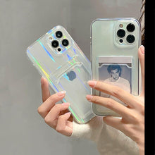 Load image into Gallery viewer, Gradient Rainbow Charming Case For iPhone 13 11 12 Pro Max XS XR 7 8 Plus Transparent Cover with Wallet Card Holder Case  Soft Cover for iPhone
