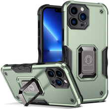 Load image into Gallery viewer, Green Shockproof Armor Case for iPhone 13 Pro Max 13 mini Ring Stand Phone Back Cover for iPhone 12 11 Pro Max Kickstand Case Built-in 360° Rotating Ring Kickstand Magnetic Case
