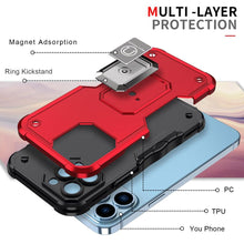 Load image into Gallery viewer, Green Shockproof Armor Case for iPhone 13 Pro Max 13 mini Ring Stand Phone Back Cover for iPhone 12 11 Pro Max Kickstand Case Built-in 360° Rotating Ring Kickstand Magnetic Case
