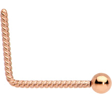 Load image into Gallery viewer, 2mm Ball End Rose Gold IP So Twisted L Shaped Nose Ring
