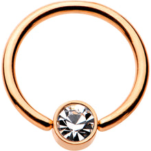 将图片加载到图库查看器，16G 3/8 Clear Gem 4mm Disc Rose Gold IP BCR Captive Ring
