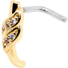 将图片加载到图库查看器，18G Clear CZ Gold Tone Swish Faux Hoop L Shaped Nose Ring
