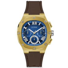 将图片加载到图库查看器，Guess Men's Brown Gold Tone Multi-function
