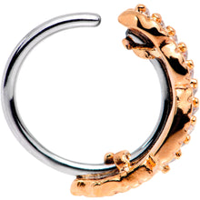 Load image into Gallery viewer, 18G Clear CZ Gem Rose Gold Tone Feather Seamless Circular Ring
