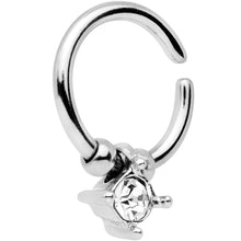 将图片加载到图库查看器，16G Silver Tone Clear Gem Drop Annealed Seamless Circular Ring
