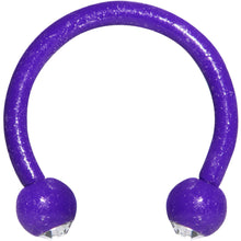 Load image into Gallery viewer, 16G Clear Gem Purple Glow in the Dark Horseshoe Circular Barbell
