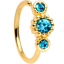 Load image into Gallery viewer, 20G 5/16 Aqua CZ Gold Tone Fashion Fusion Seamless Circular Ring
