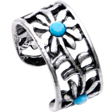 将图片加载到图库查看器，Blue Orb Flower Halo Toe Ring
