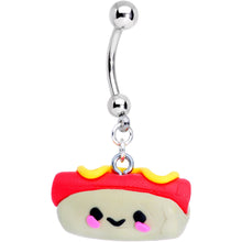 Load image into Gallery viewer, Handcrafted Happy Hot Dog Dangle Belly Ring
