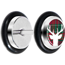 将图片加载到图库查看器，Red Green Plaid Reindeer Cheater Plug Set
