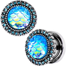 Load image into Gallery viewer, 00G Aqua Gem Iridescent Blue Mermaid Scale Screw Fit Plug Set
