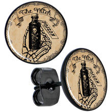 Load image into Gallery viewer, Witches Brew Poison Potion Halloween Black Stud Earrings
