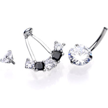 将图片加载到图库查看器，Clear Black CZ Gem Sassy Sparkle Butterfly Dangle Belly Ring
