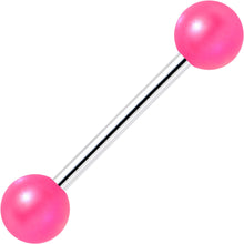 Load image into Gallery viewer, Matte Iridescent Neon Pink 6mm Acrylic Ball Barbell Tongue Ring
