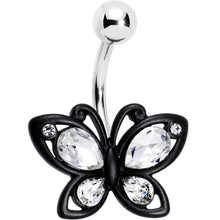 Load image into Gallery viewer, Clear Gem Black Baby Butterfly Belly Ring
