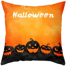 Load image into Gallery viewer, Halloween Cushion Cover Horror Pumpkin Printed Pillow Case Orange And Black Pillow Cover Pumpkin Farmhouse Deco Happy Halloween Decorative Pillow Case For Home  45x45CM
