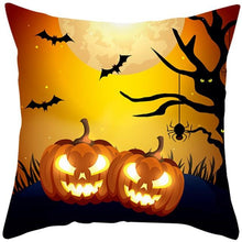Load image into Gallery viewer, Halloween Cushion Cover Horror Pumpkin Printed Pillow Case Orange And Black Pillow Cover Pumpkin Farmhouse Deco Happy Halloween Decorative Pillow Case For Home  45x45CM
