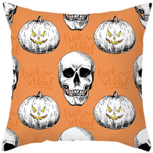 Load image into Gallery viewer, Halloween Cushion Cover Horror Pumpkin Printed Pillow Case Orange And Black Pillow Cover Pumpkin Farmhouse Deco Happy Halloween Decorative Pillow Case For Home  45x45CM
