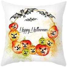 Load image into Gallery viewer, Halloween Cushion Cover Horror Pumpkin Printed Pillow Case Orange And Black Pillow Cover Pumpkin Farmhouse Deco Happy Halloween Decorative Pillow Case For Home  45x45CM
