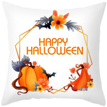 Load image into Gallery viewer, Halloween Cushion Cover Horror Pumpkin Printed Pillow Case Orange And Black Pillow Cover Pumpkin Farmhouse Deco Happy Halloween Decorative Pillow Case For Home  45x45CM
