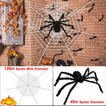 Load image into Gallery viewer, Halloween Decorations Spider 49" with 126" Tarantula Mega Spider Web
