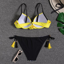 Load image into Gallery viewer, Halter Bikini Bandage Swimsuit Solid Swimwear Sport Liquid Metallic Shiny String Bikini 2 Piece Swimsuit Set Women Shiny Bikini Set Bathing Suit Push Up Two-piece Suit
