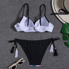 Load image into Gallery viewer, Halter Bikini Bandage Swimsuit Solid Swimwear Sport Liquid Metallic Shiny String Bikini 2 Piece Swimsuit Set Women Shiny Bikini Set Bathing Suit Push Up Two-piece Suit
