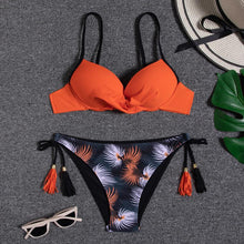 Load image into Gallery viewer, Halter Bikini Bandage Swimsuit Solid Swimwear Sport Liquid Metallic Shiny String Bikini 2 Piece Swimsuit Set Women Shiny Bikini Set Bathing Suit Push Up Two-piece Suit
