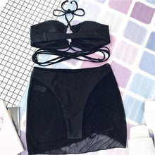 将图片加载到图库查看器，Halter Hollow Cross Bikinis Set Swimsuit Women's New Solid Two-Piece Swimwear Two Piece Swimsuit Halter Crisscross Cut Out Bikini Wrap Top with High Waist  Bottom Beach Swimwear Summer Beachwear Woman Bath Bathing Suit

