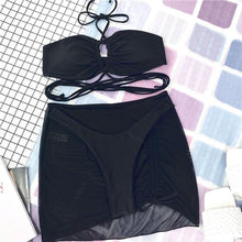 将图片加载到图库查看器，Halter Hollow Cross Bikinis Set Swimsuit Women's New Solid Two-Piece Swimwear Two Piece Swimsuit Halter Crisscross Cut Out Bikini Wrap Top with High Waist  Bottom Beach Swimwear Summer Beachwear Woman Bath Bathing Suit
